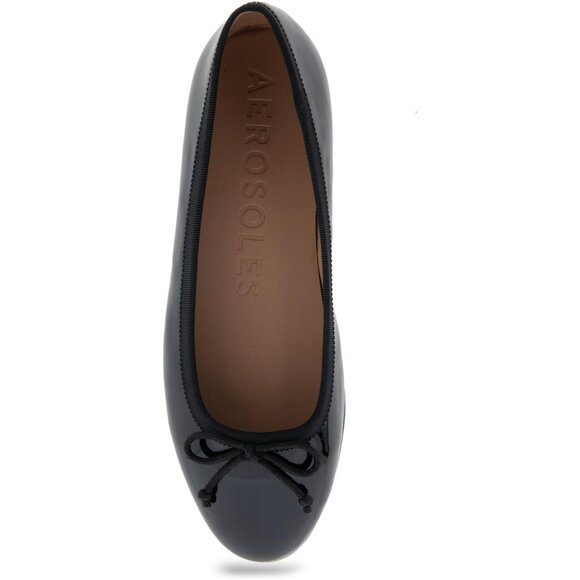 Aerosoles Women Navy Patent Synthetic Polyurethane Closed Slip On Ballet Flat - Picture 5 of 7